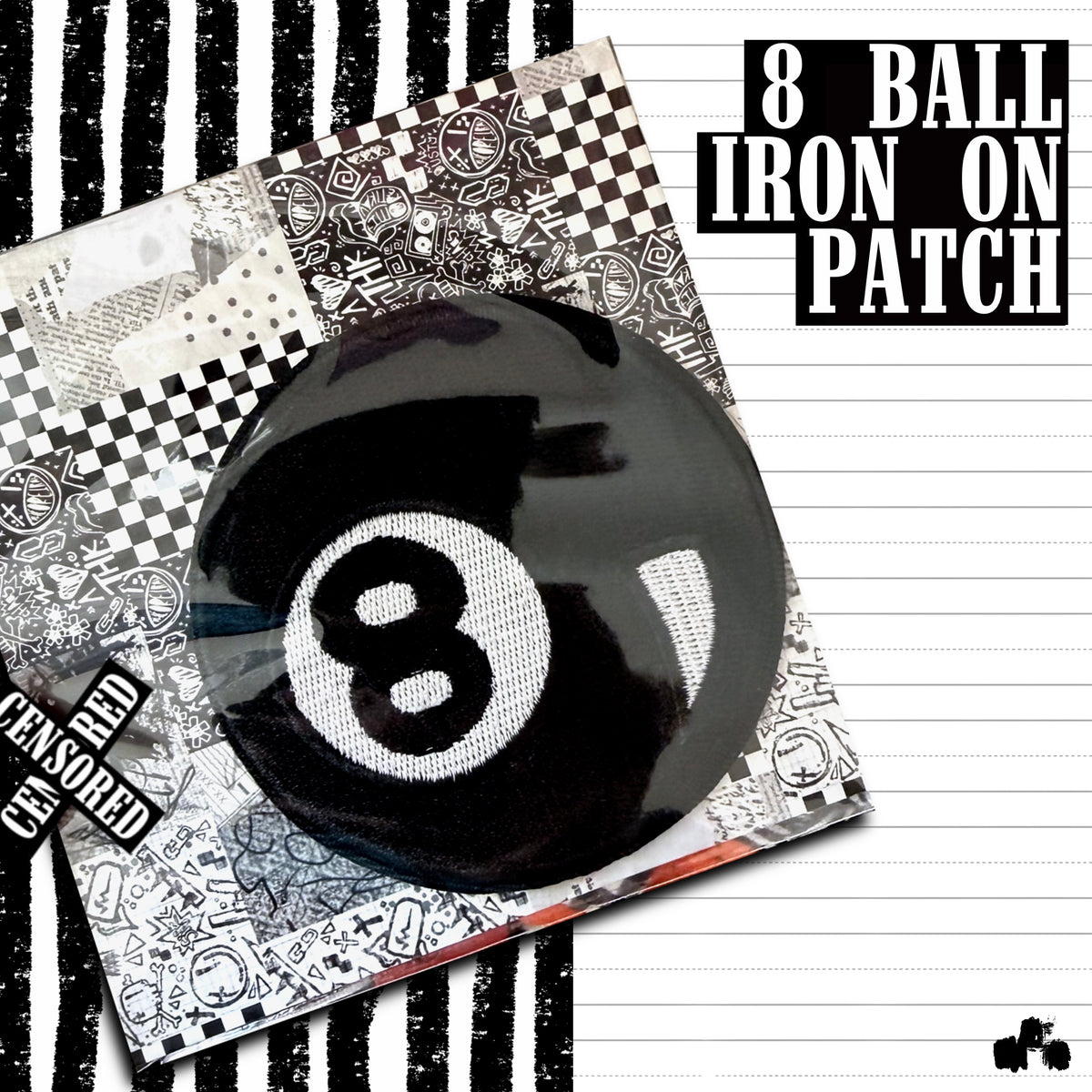 8ball iron on patch