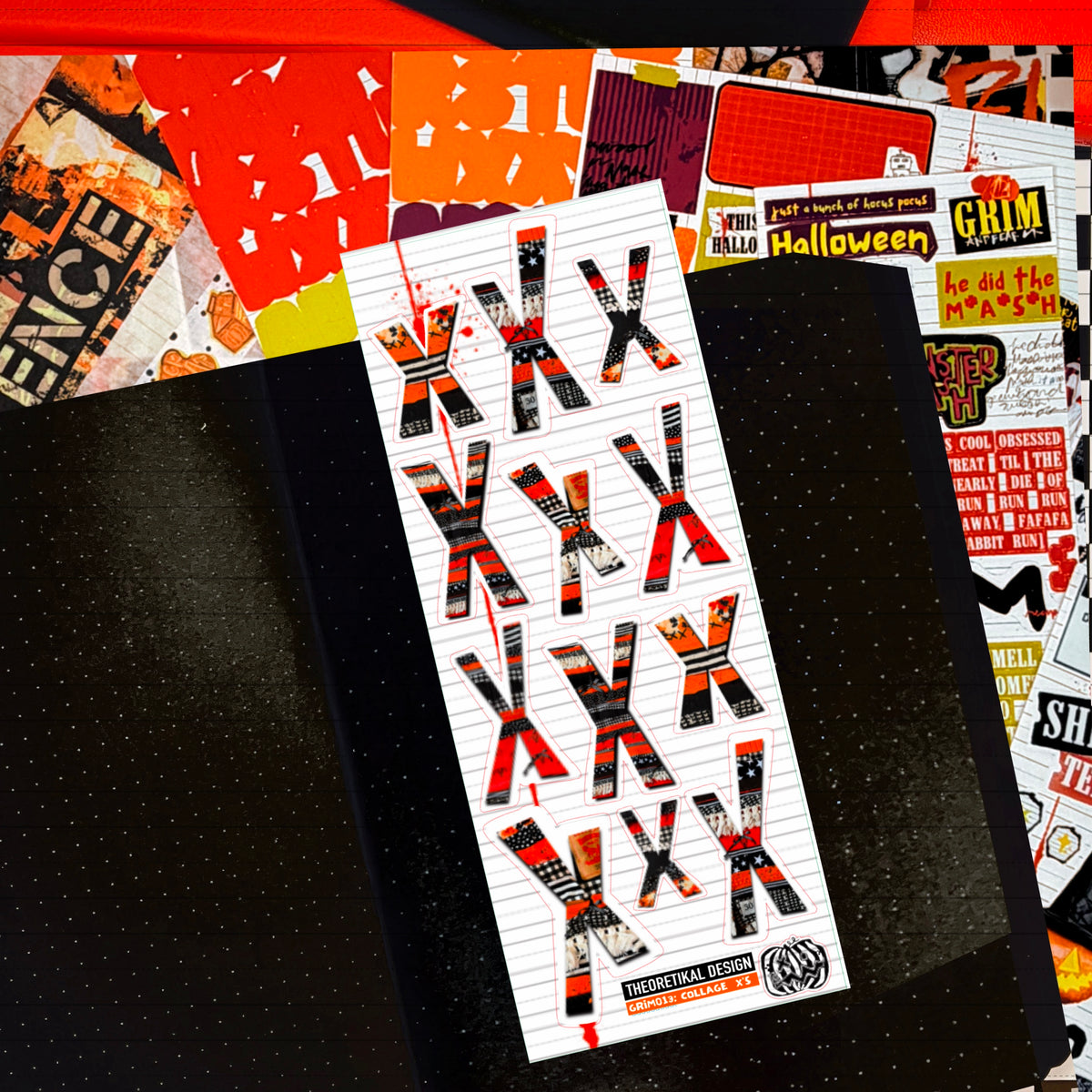 grim x collaged material x's