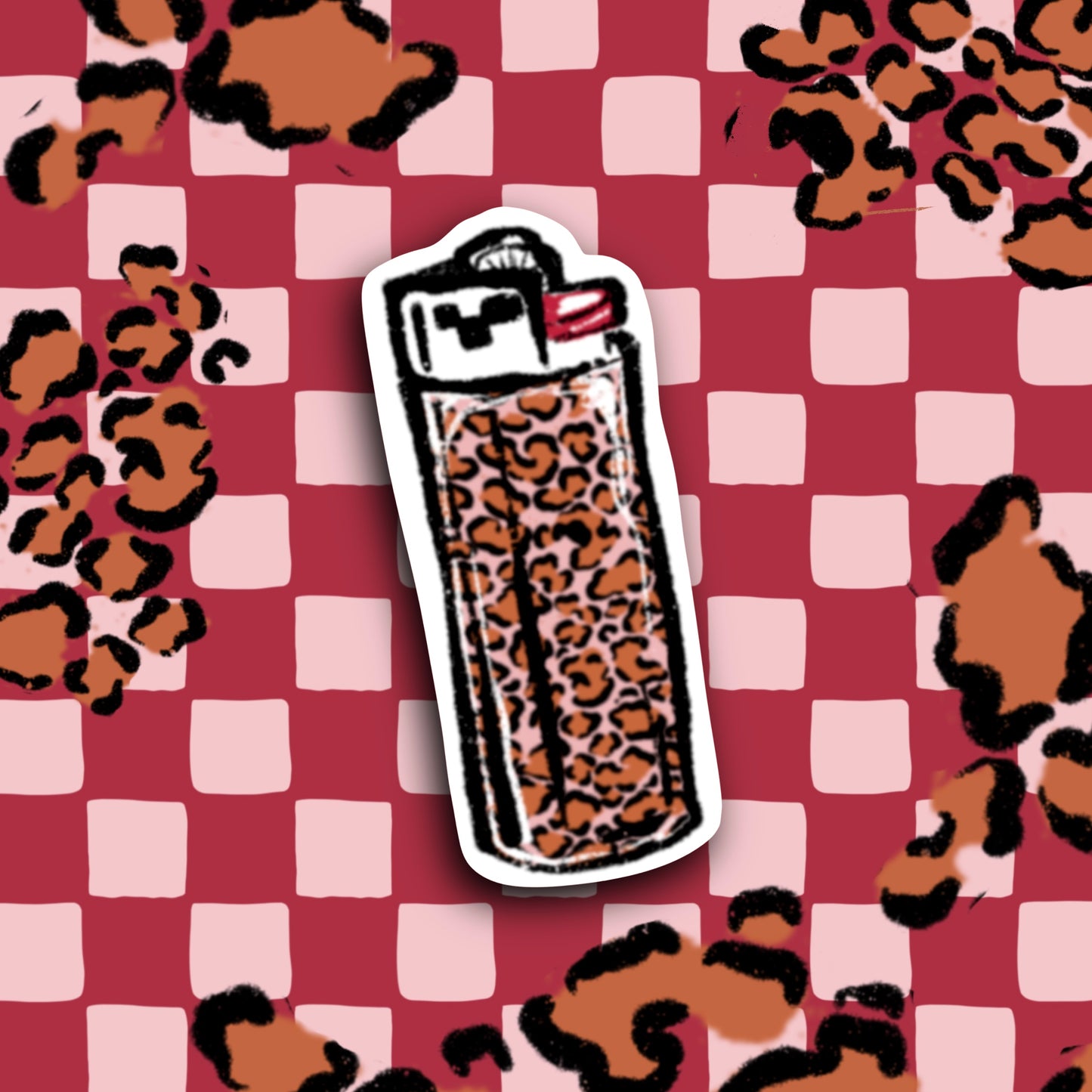 leopard lighter. 2.5" soft matte die cut