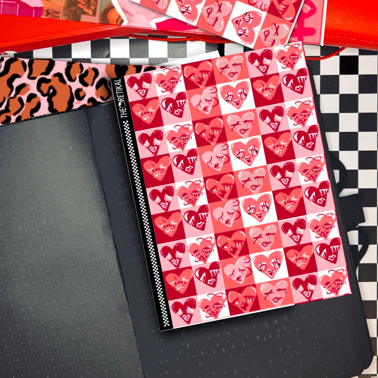 checked hearts A5 sheet