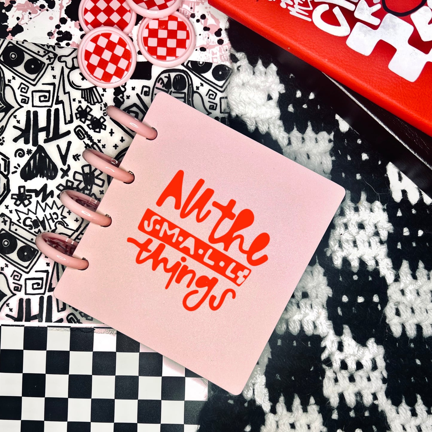 3x4" "ALL THE SMALL THINGS" mini disc sticker/ephemera/die cut storage