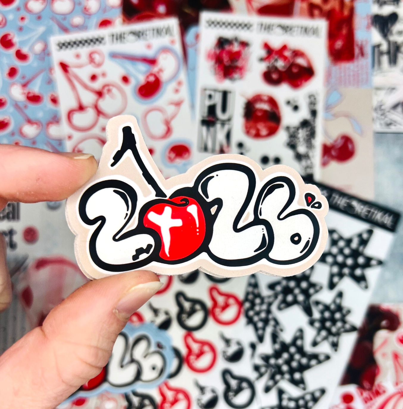 2026 cherries x 3" soft matte die cut
