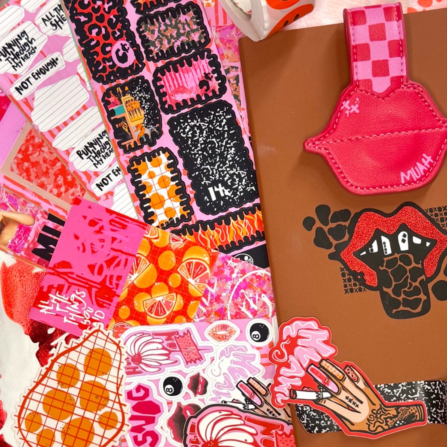 snog lips leather magnetic double sided bookmark