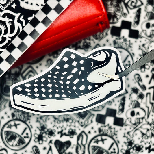 vans checkered slip ons. 3" soft matte die cut sticker.