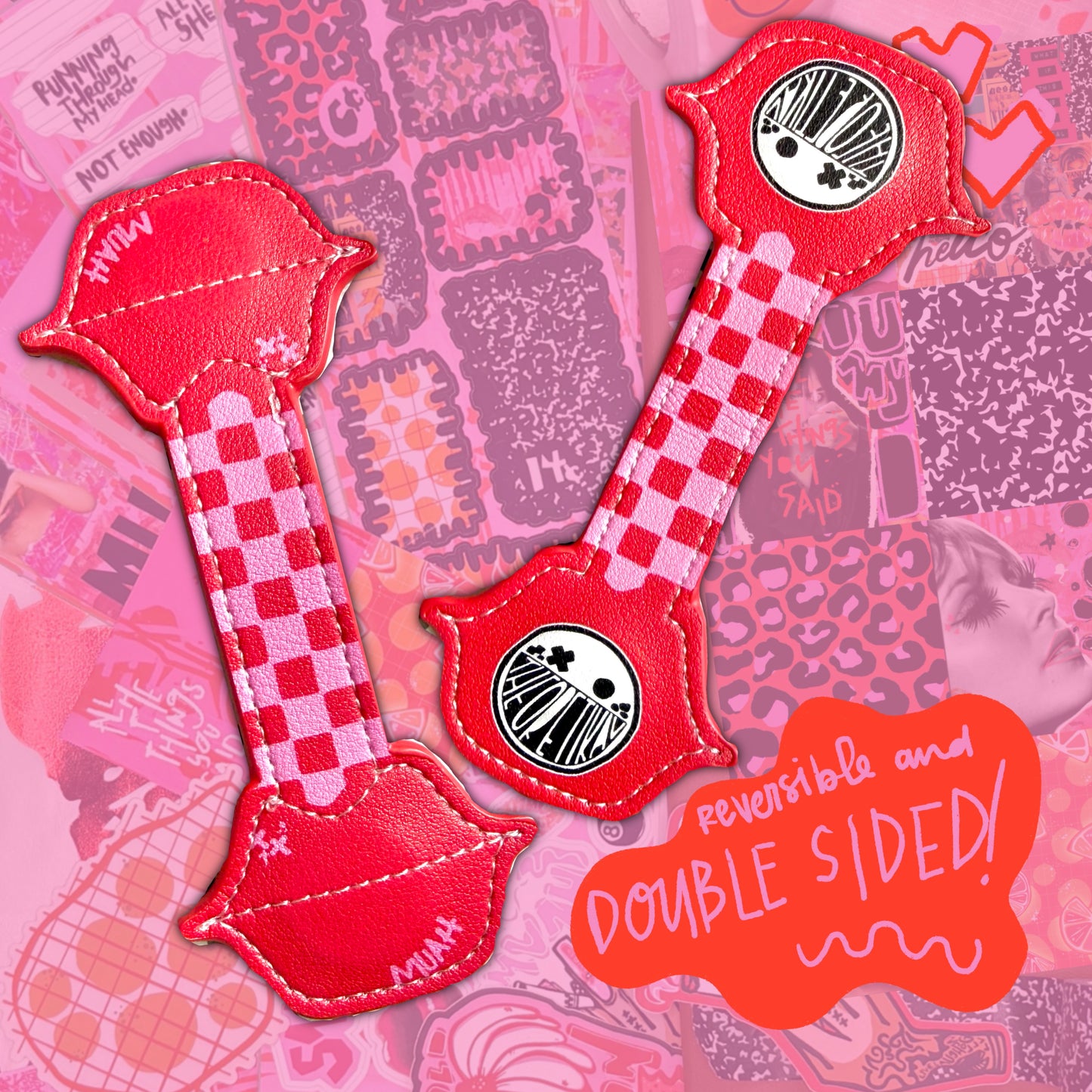snog lips leather magnetic double sided bookmark