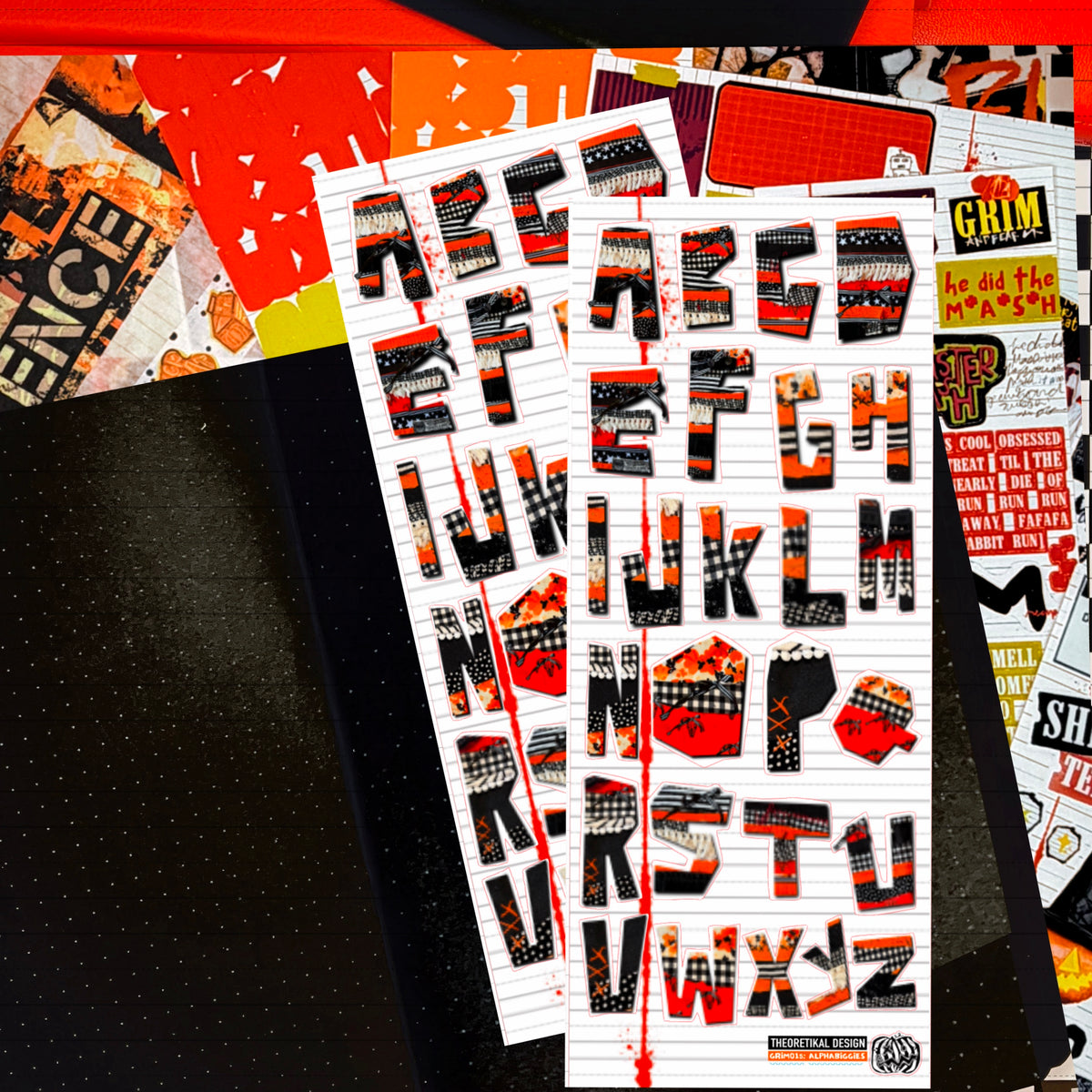 grim x collaged material alphabiggies