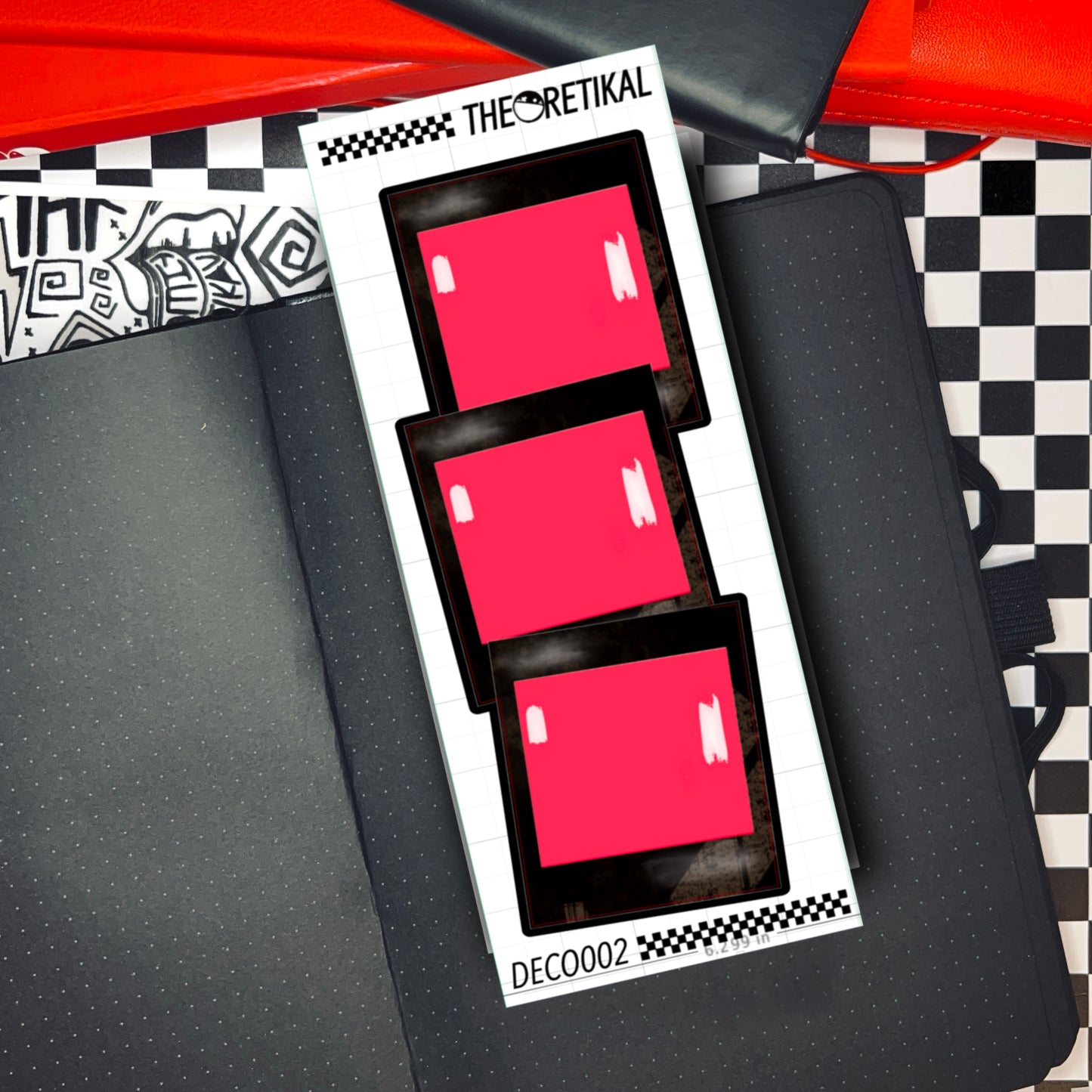 stacked polaroids red tint