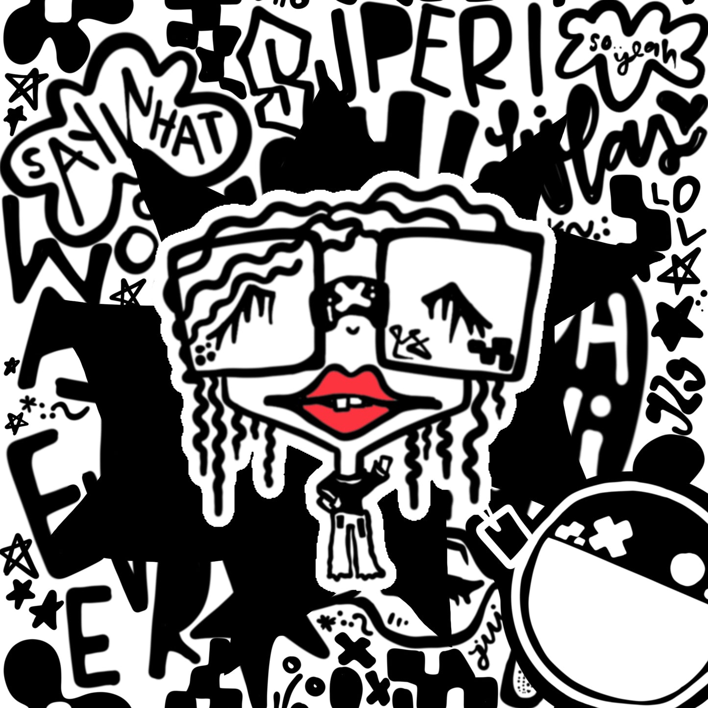 red lipped axel x 4" soft matte die cut