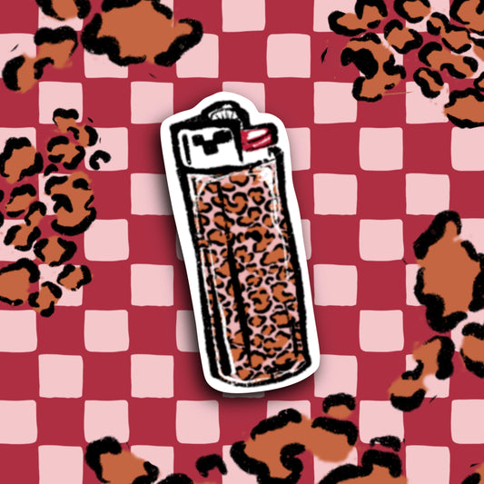 leopard lighter. 2.5" soft matte die cut