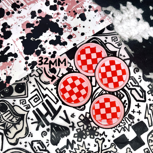32mm red and pink checker discs