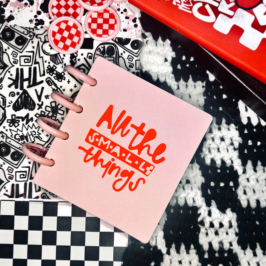 3x4" "ALL THE SMALL THINGS" mini disc sticker/ephemera/die cut storage