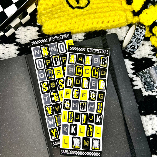 SMILE x alphabet dymo and cutout