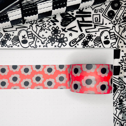 30mm red kraft daisies washi