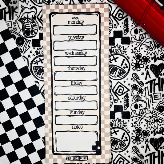 "diner theory" checker meal planner/weekly planner notepad