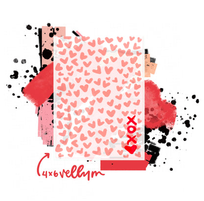 xoxo heart shaped freckldes 4x6 30# vellum print