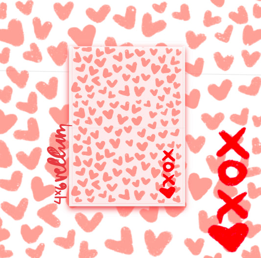 xoxo heart shaped freckldes 4x6 30# vellum print