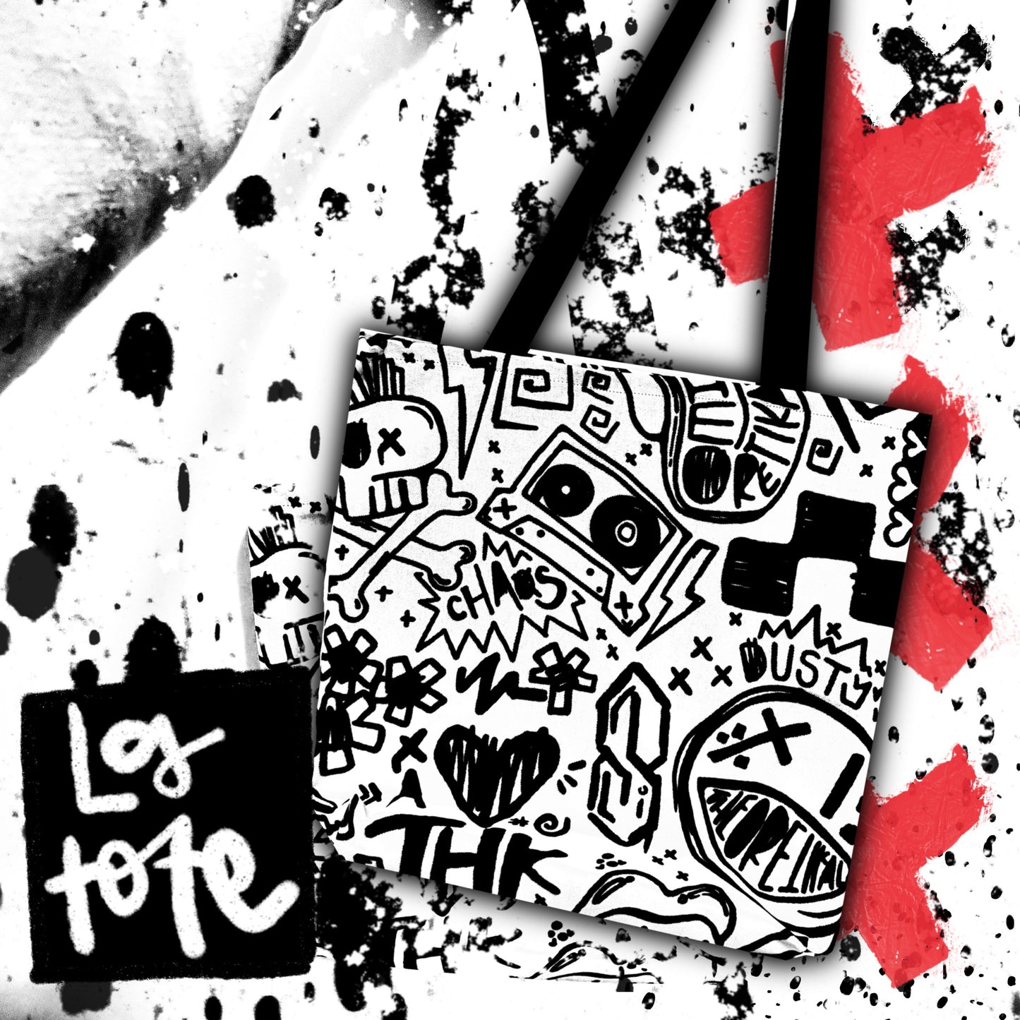 15x15" punk tat tote bag