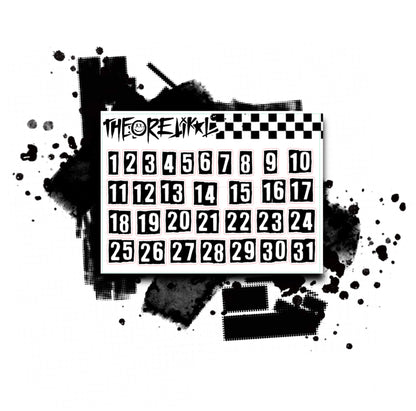 stencil numbers. multiple colorway. mini sheet.