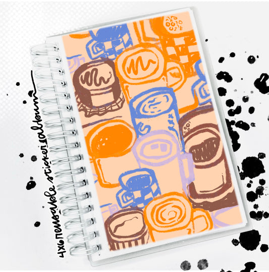 4x6" reusable sticker album "coffee cups"