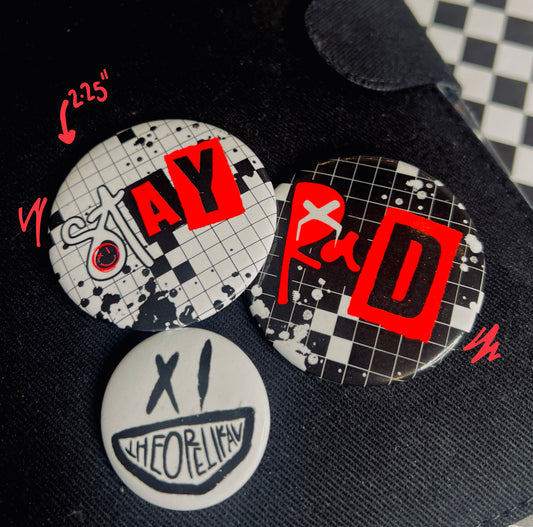 stay rad buttons. two 2.25" buttons